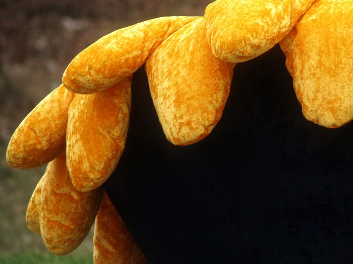 Bretz Stuhl Sunny Drehstuhl Bretz Blume Sunny gelb schwarz drehbar Schaukelstuhl Ufo Pool Designklassiker