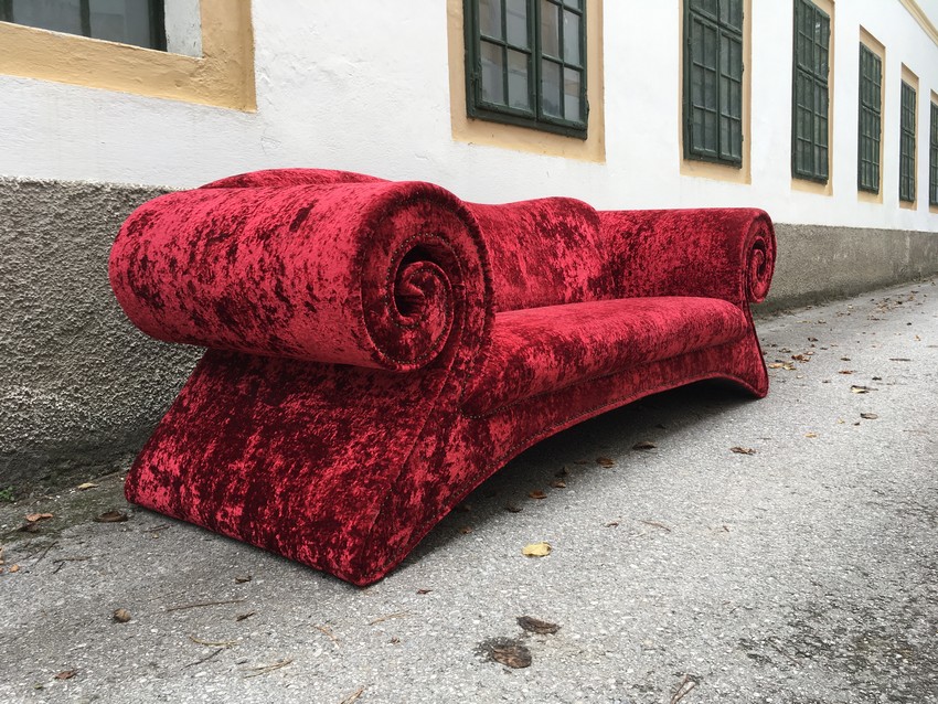 Bretz Sofa Mammut 1 Bretz Sofa rot Mammut Glamoursamt dunkelrot Designermöbel gebraucht neuwertig