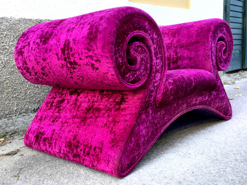 Bretz Mammut Sofastuhl Armlehnstuhl rosa lila Designmöbel gebraucht ausstellungsstück kaufen