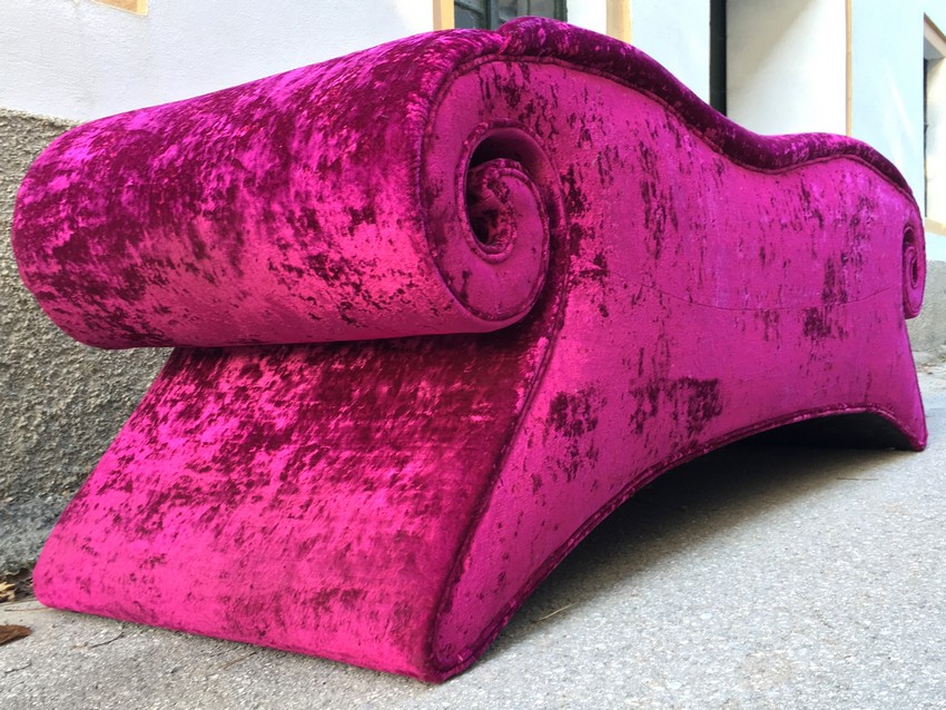 Bretz Mammut Sofastuhl Armlehnstuhl rosa lila Designmöbel gebraucht ausstellungsstück kaufen