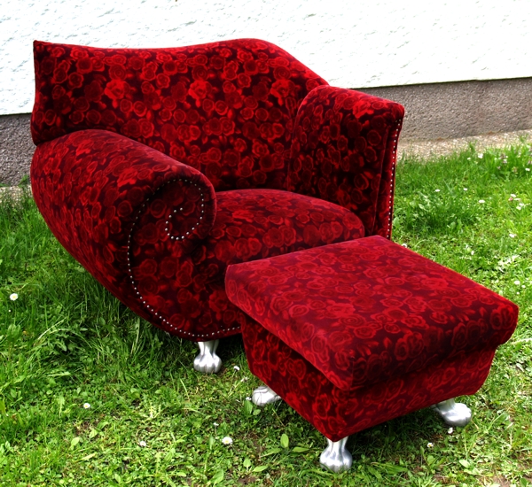 Gaudi Stuhl Bretz Armlehnstuhl gebraucht ausstellungsstück rosenstoff sessel