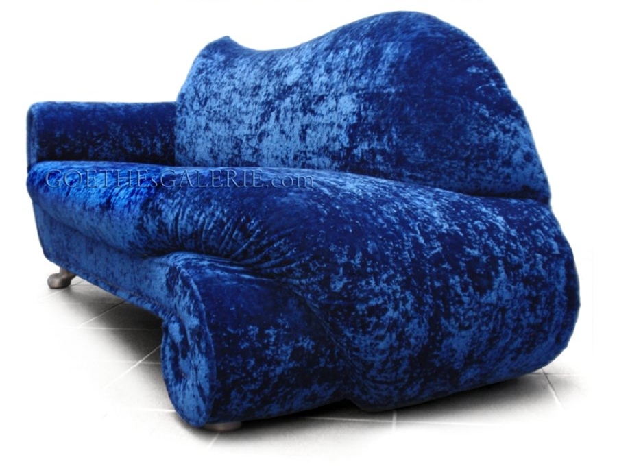 Bretz Designklassiker Sofa Recamiere Gaudi blau Glamoursamt