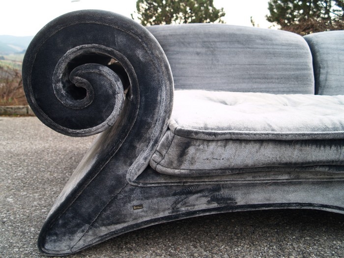 Bretz Sofa Mammut gebraucht silber Schattensamtstoff metall chrom