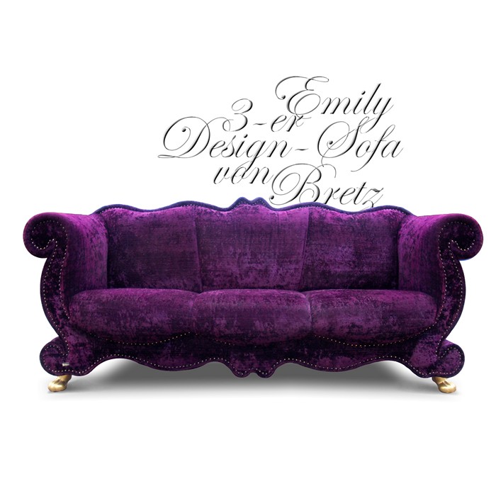 Bretz Designklassiker Sofa Stuhl Emily glamoursamt lila
