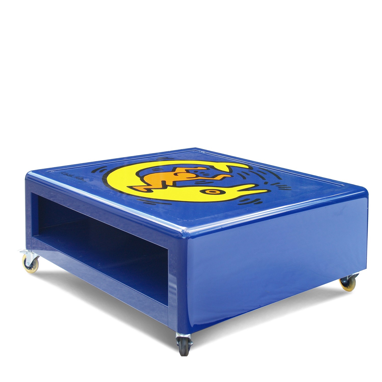 Bretz Metallmöbel, Bretz Couchtisch, Designklassiker Bretz Designklassiker Metallmöbel Keith Haring Couchtisch blau gelb Fat Boys Popart Lizenzprodukt