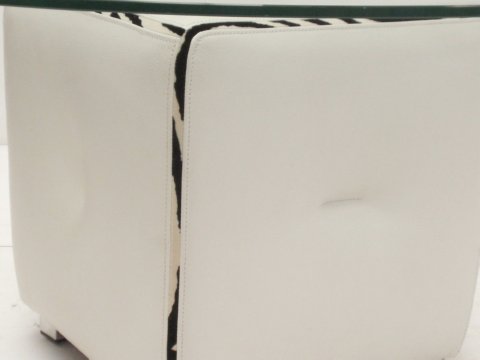 OLYMPUS DIGITAL CAMERA Bretz Designklassiker Sofa-Tisch Don Corleone weiß creme Leder Zebra