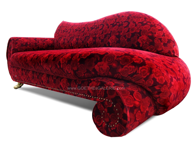 Bretz Designklassiker Sofa Gaudi Recamiere BArock Lounge Rosenstoff rot