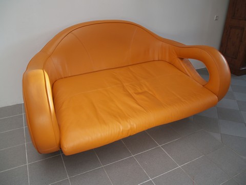 Bretz designklassiker Sofa Leder Designer Slowrider orange kissen Lounge