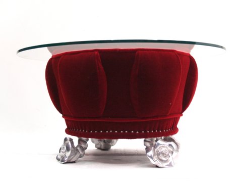 bretz designklassiker lounge couchtisch mohair lucky rosenfüße silber