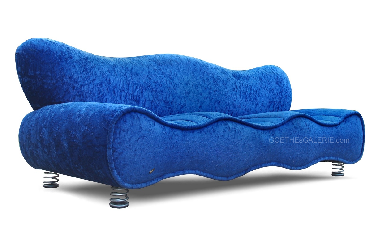 Bretz Sofa Sharky, gänzlich Original, Designklassiker im Top-Zustand Bretz Designklassiker Sofa Sharky Plüsch Samtstoff blau