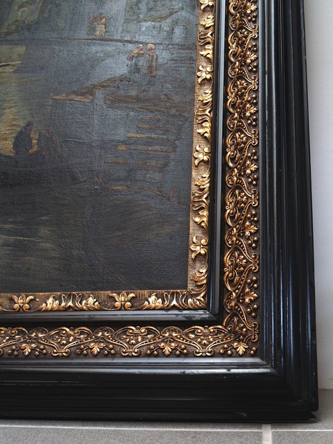 Gemälde Bilderrahmen antik Jugendstil Barock Gold vergoldet Antiquität Galerie Rahmen Spiegel schwarz