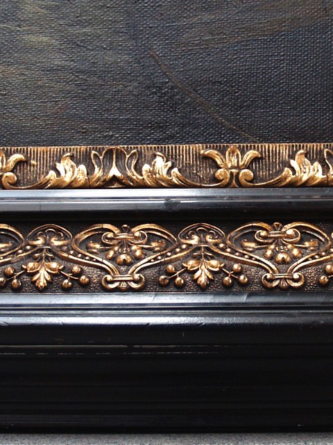 Gemälde Bilderrahmen antik Jugendstil Barock Gold vergoldet Antiquität Galerie Rahmen Spiegel schwarz