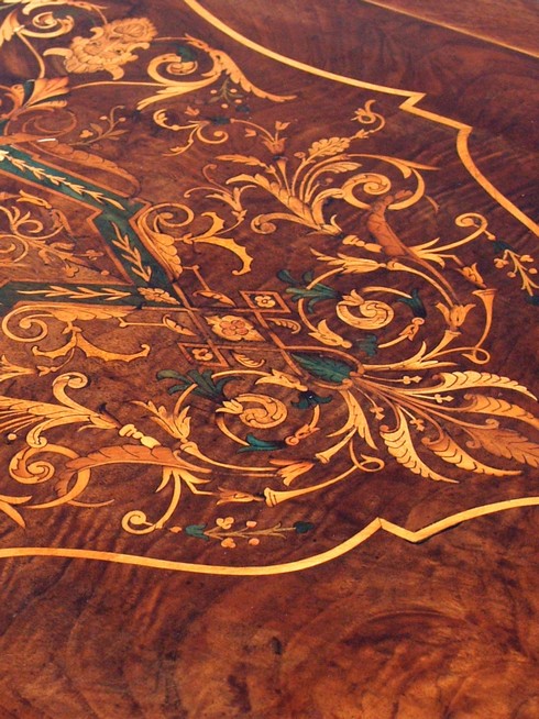 intarsien tisch antik restauriert 16