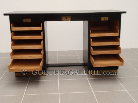 Schreibtisch antik restauriert massivholz Herrenzimmer Möbel Antiquität Jugendstil Rollladenschreibtisch