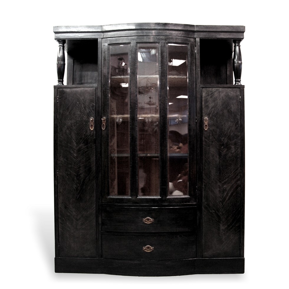 Schrank Jugendstil antik schwarz 1920 Wiener Möbel Antiquität Vitrine