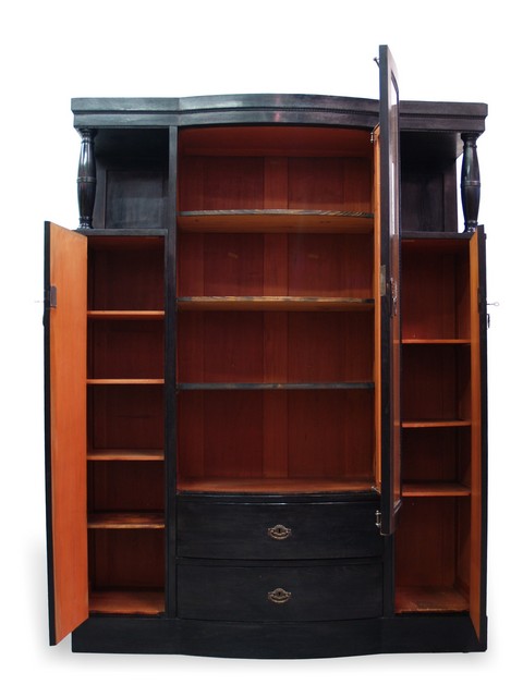 Schrank Jugendstil antik schwarz 1920 Wiener Möbel Antiquität Vitrine