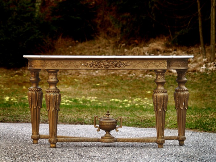 demi Lune Chevigny claude 1768 la rose Konsole Antiquität Barock gold