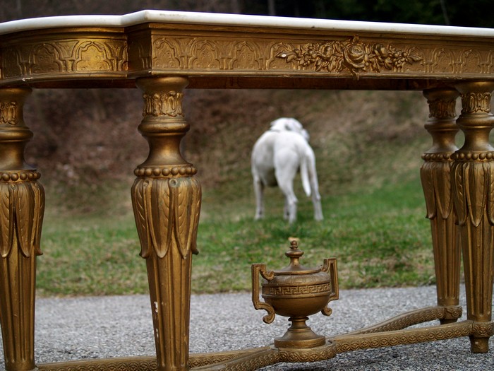 demi Lune Chevigny claude 1768 la rose Konsole Antiquität Barock gold