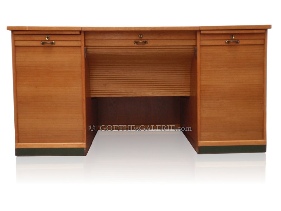 MidCentury Schreibtisch antiker Rollladenschreibtisch