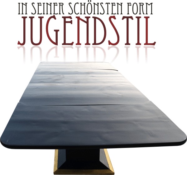 Foto (c) zeigt: Jugendstil Tisch ausziehbar mit Stempelfuß Antiker Tisch Jugendstil ausziehbar