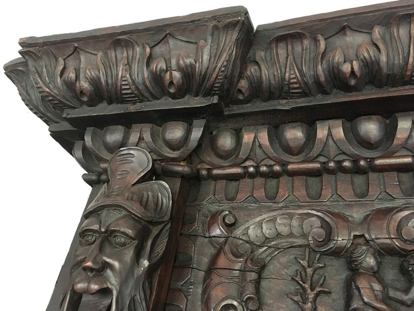 Schrank antik Engel Putten Renaissance Vitrine Bücherschrank Blätter Antiquität Möbel Renaissance Jugendstil Fratzen Satyr