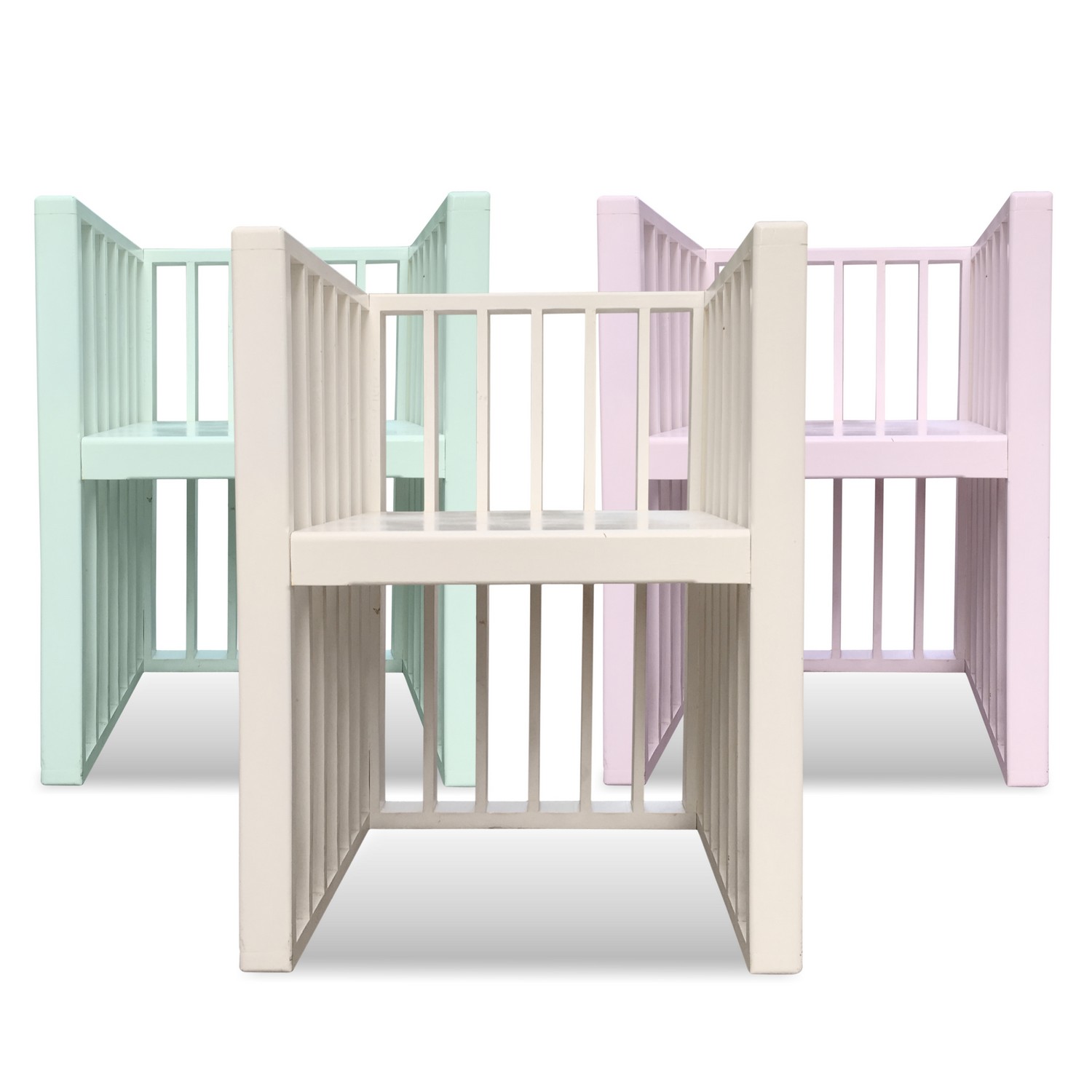 Stuhl Vintage weiß Sessel creme Shabby Chic Sprossen 1