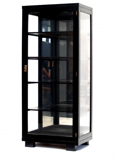 Jugendstil Vitrine dreiseitig verglast schwarz