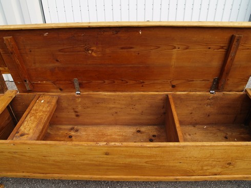 antike Truhenbank Küchensitzbank Antiquität Massivholz restauriert