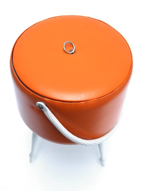 Retro 60er-Jahre Korb Nähkiste Aufbewahrungsbox tangerine Vintage Design Truhe orange