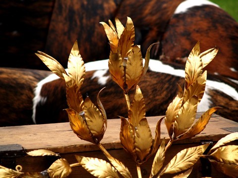 Wandlampe Vintage Blätter Baum golden 4 Hans Kögl Koegl Wandlampe € 99 Film Requisite Midcenturymodern golden Blätter Baum Palme