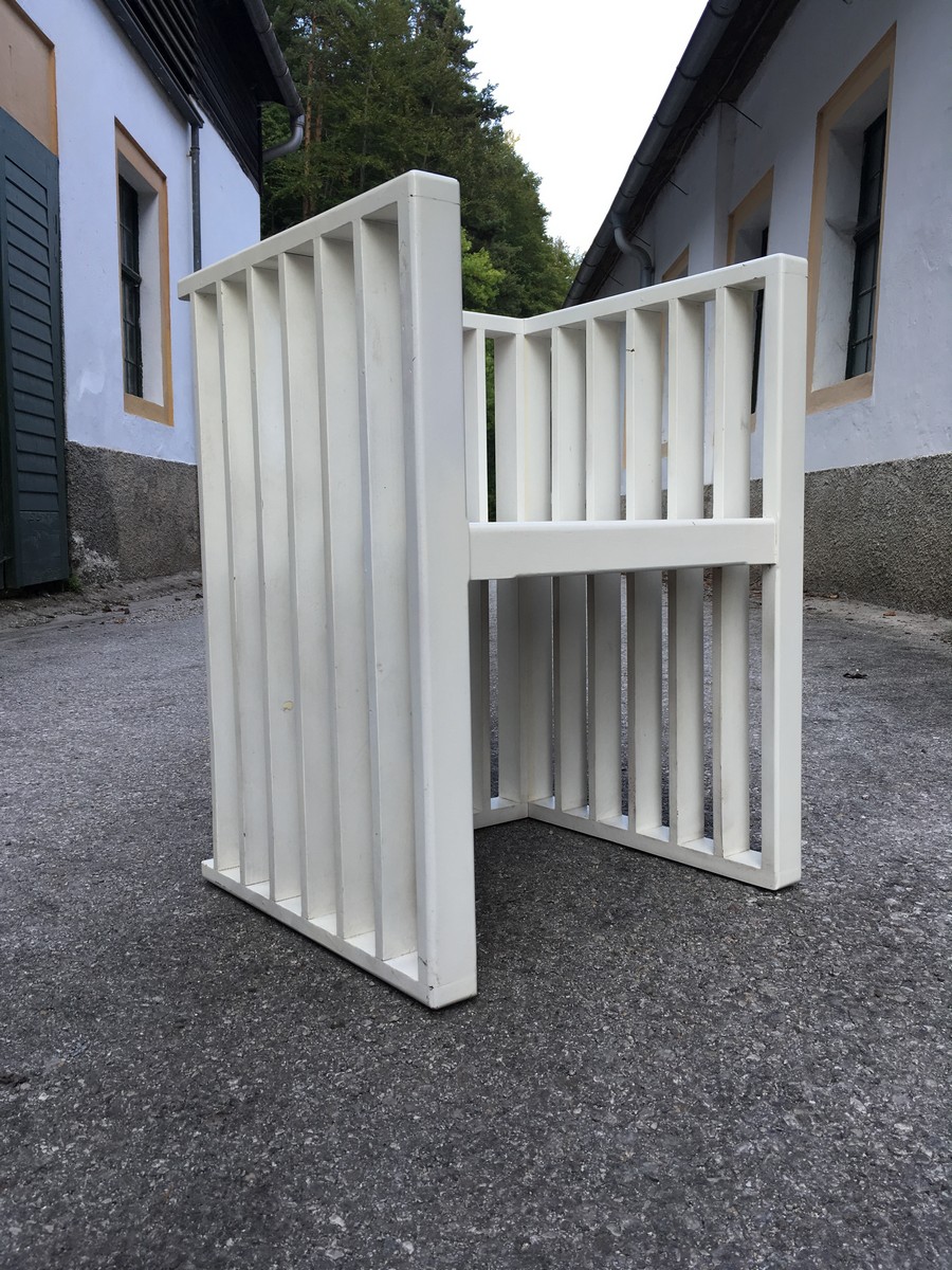 Stuhl Vintage weiß Sessel creme Shabby Chic Sprossen 5