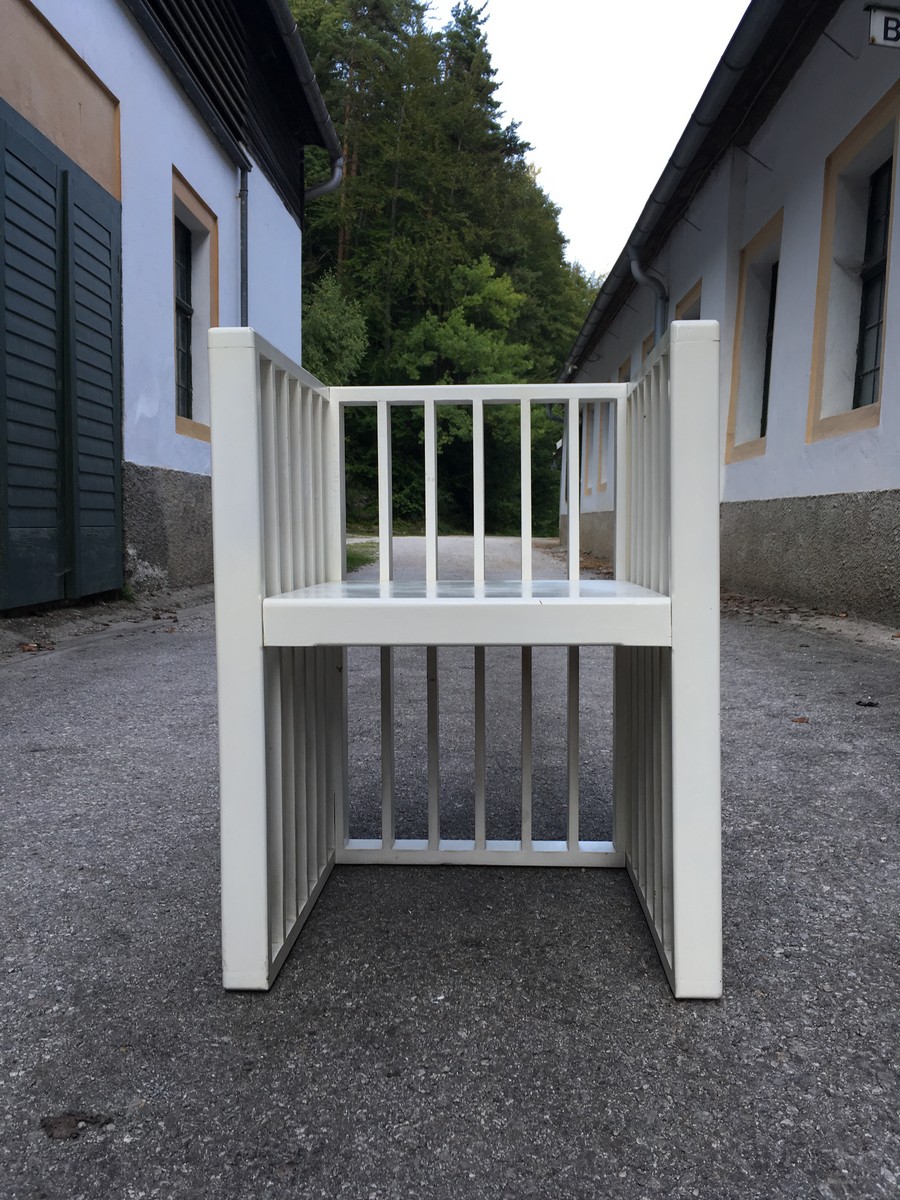 Stuhl Vintage weiß Sessel creme Shabby Chic Sprossen 6