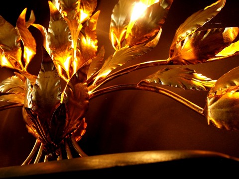 Wandlampe Vintage Blätter Baum golden 9 Hans Kögl Koegl Wandlampe € 99 Film Requisite Midcenturymodern golden Blätter Baum Palme