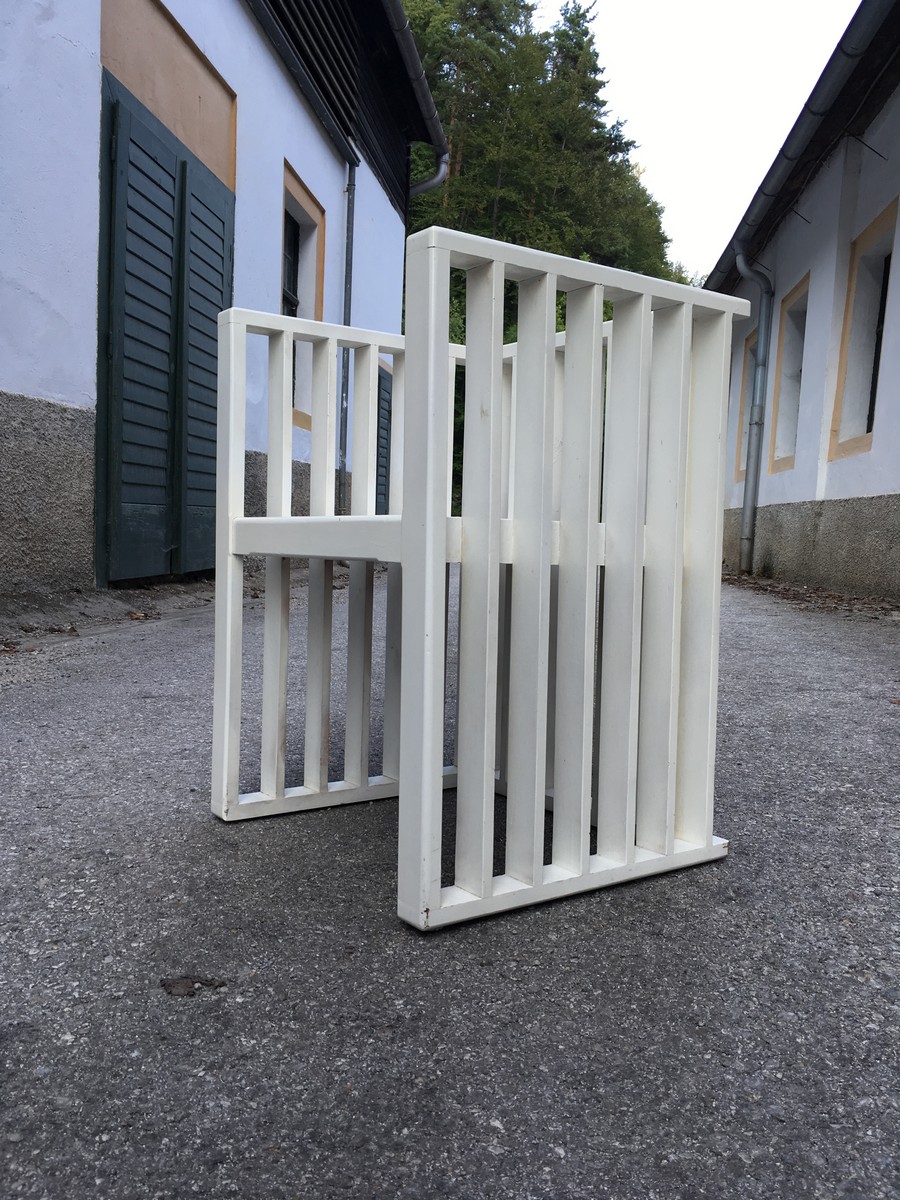 Stuhl Vintage weiß Sessel creme Shabby Chic Sprossen 9