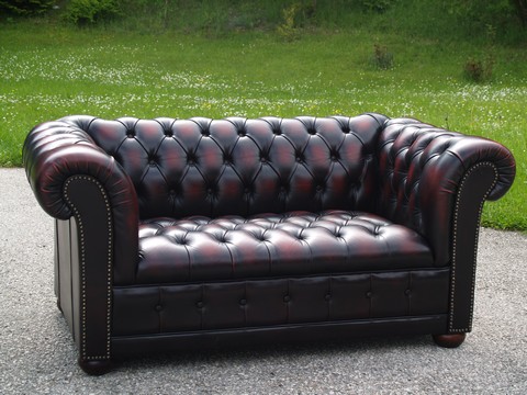 chesterfield Ledersofa gebraucht wie neu rot