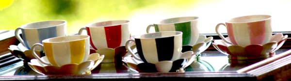 Josef Hoffmann Melonen Kaffee Set Tassen rosa gelb blau schwarz rot grün antik Design Augarten
