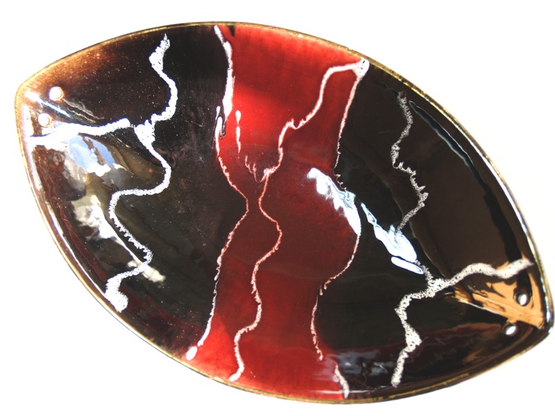 Keramik antik retro 60s rot schwarz Geschirr Teller antik
