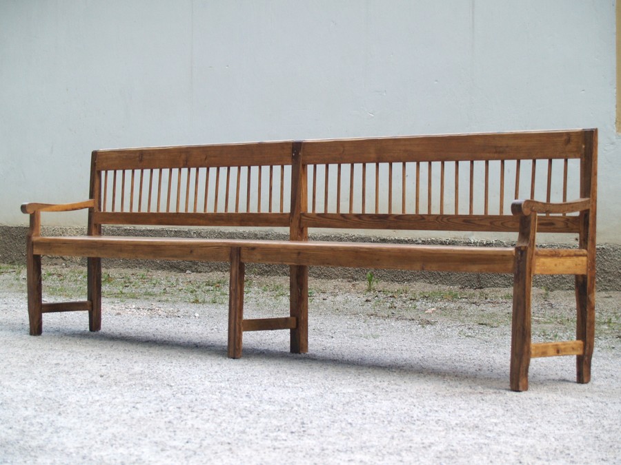 Antike Sitzbank Landhaus Möbel antike Küchenbank Sprossenlehne