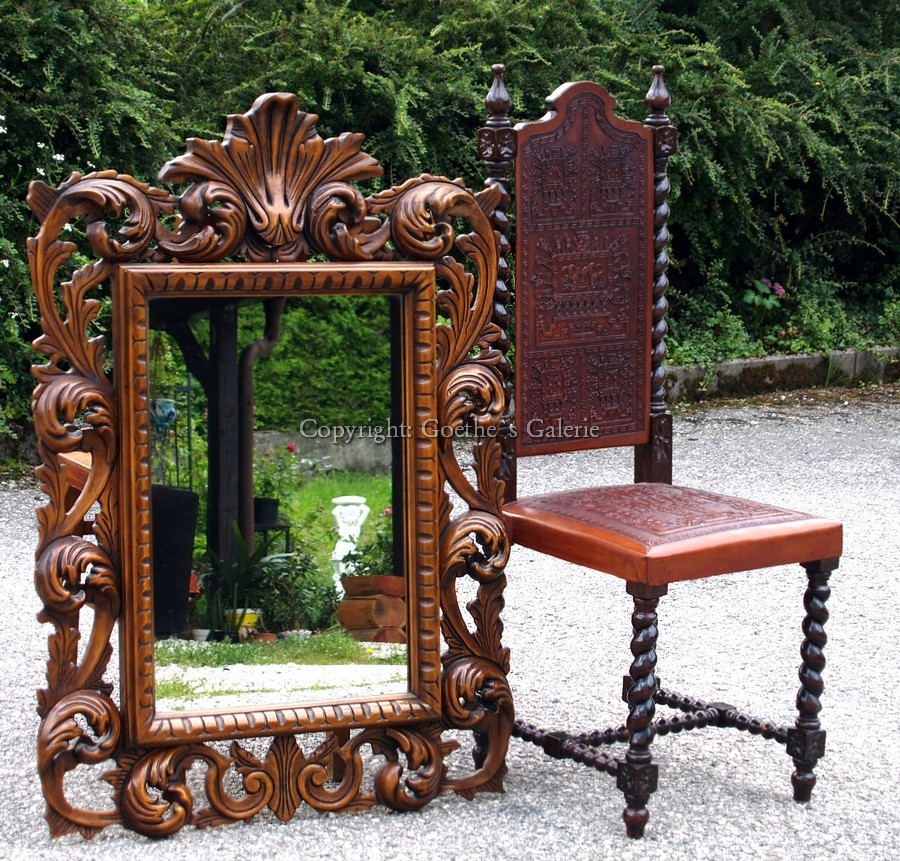 Spiegel Sessel geschnitzt florentiner antik akanthusblaetter 1