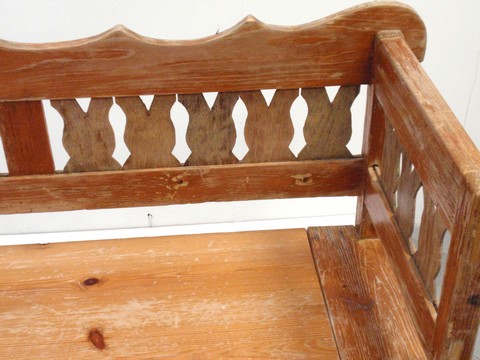 Antike Truhenbank restauriert gewachst Landhaus Möbel