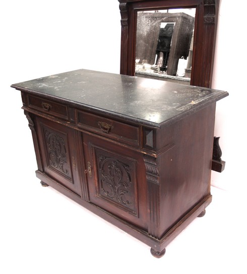 Antike Kommode Spiegel Marmorplatte