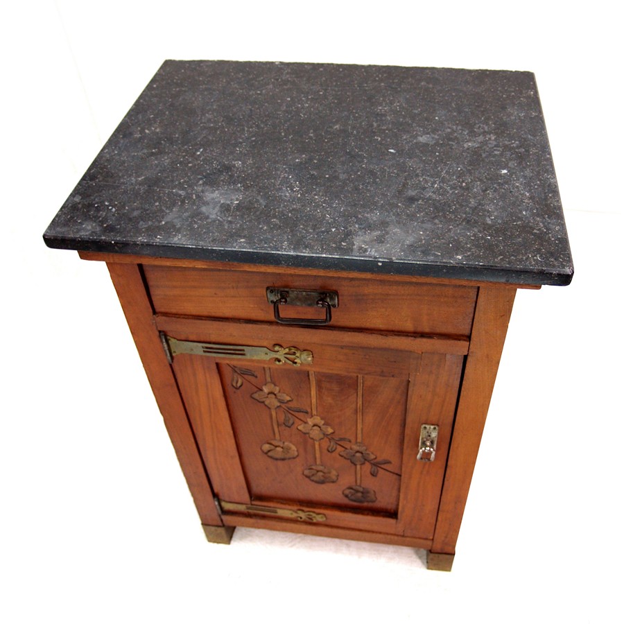 Antiker Nachtschrank Marmorplatte