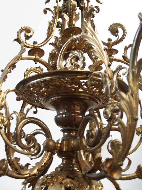 Antiker Luster Messing Glas Historismus gold