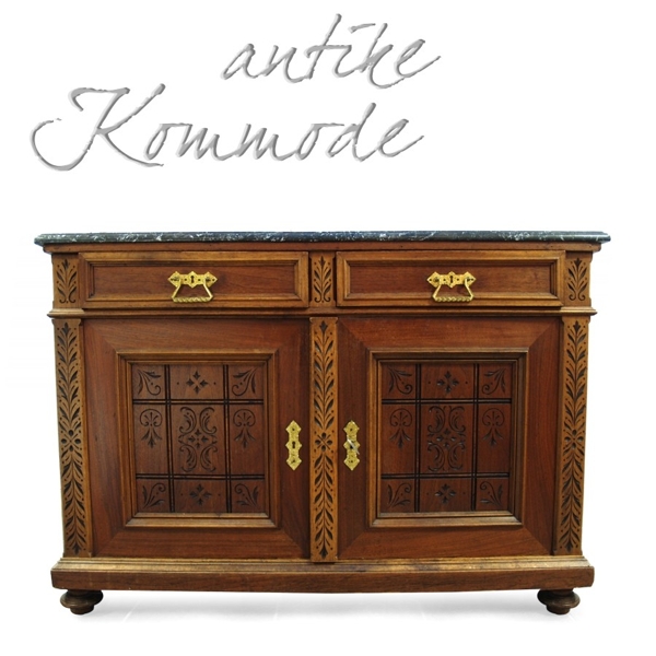 Bilder zeigen (c) antikes Möbel, Vintage Kommode mit Marmorplatte antike Kommode