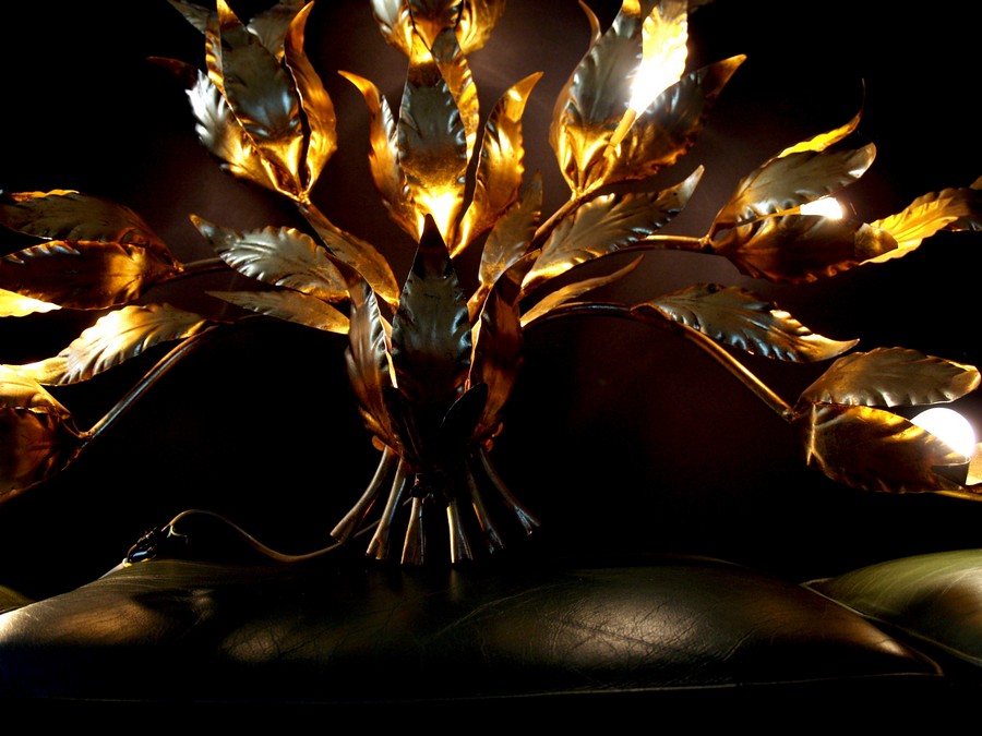 Wandlampe Vintage Blätter Baum golden 12 Hans Kögl Koegl Wandlampe € 99 Film Requisite Midcenturymodern golden