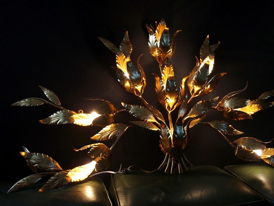 Wandlampe Vintage Blätter Baum golden 14 Hans Kögl Koegl Wandlampe € 99 Film Requisite Midcenturymodern golden