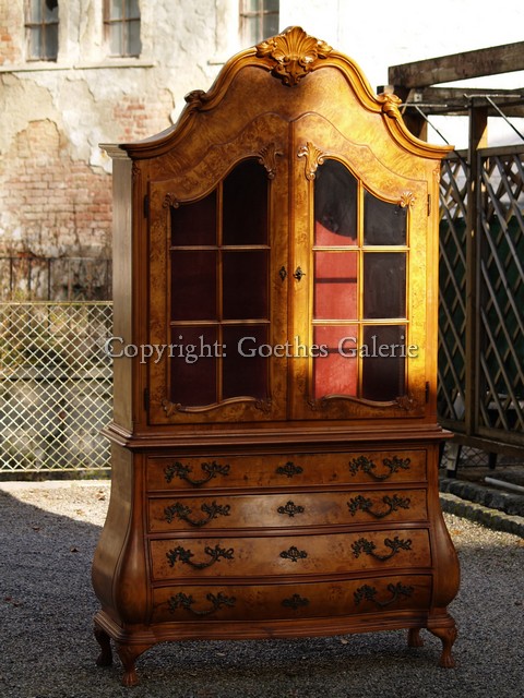 Bücherschrank Büchervitrine antik Antiquität Original Barock Vitrine