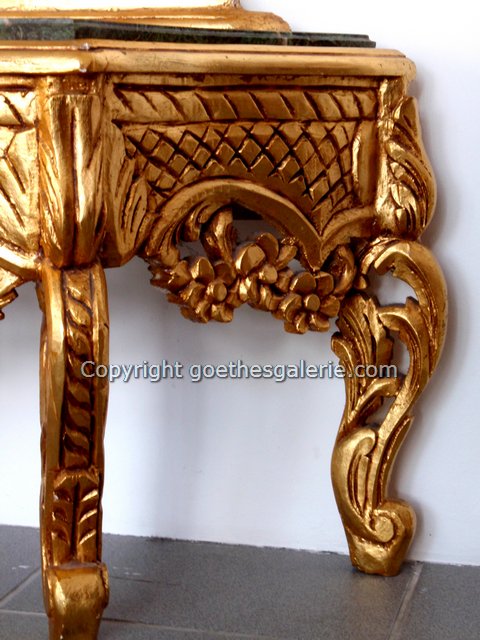 Barockstil Spiegel Konsole geschnitzt grüne Marmorplatte 6 Barock Konsole antik vergoldet golden Spiegel Marmor Garderobe