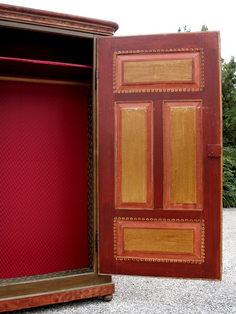 Bauernschrank antik Bauernmöbel Antiquität Massivholz Altholz Möbel Küchenschrank Kleiderschrank bemalt rot