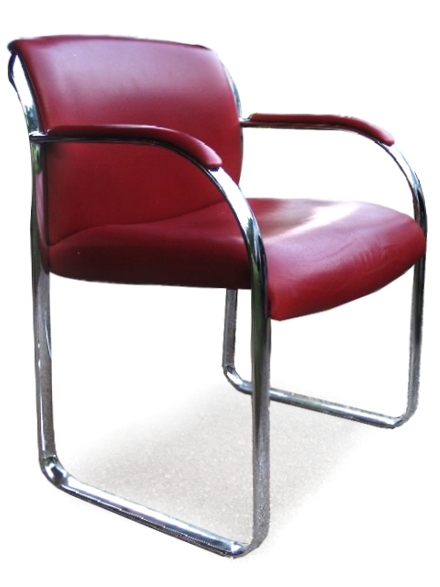 Bauhaus Freischwinger Chrom rotes Leder GoethesGalerie